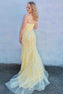 Light Yellow Strapless Surplice Tulle Long Prom Dress main image 1