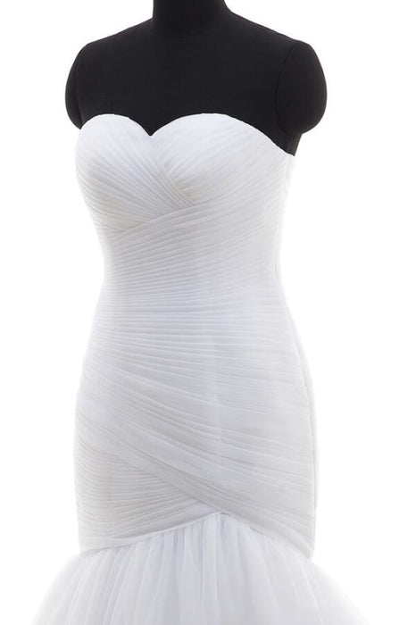 Strapless Ruffle Tulle Mermaid Wedding Dress - Wedding Dresses