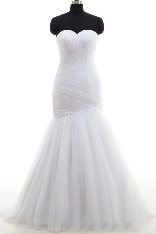 Strapless Ruffle Tulle Mermaid Wedding Dress - Wedding Dresses
