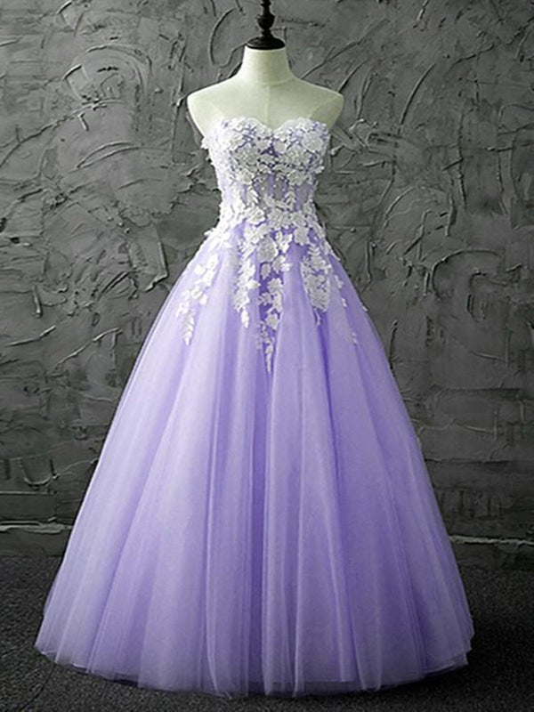 V Neck Purple Lace Long Prom Dress, Lilac Lace Formal Dress, Purple Evening Dress Y200 main image 1