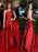 Straps Sleeveless With Ruched Sweep/Brush Train Satin Dresses - Prom Dresses