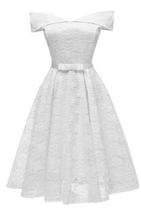 Street Elegant White Floral Lace Women Midi Dress - White / S - lace dresses