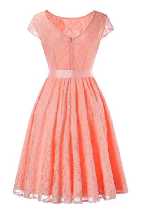 Street Floral Lace Dress Women Elegant Short Party Dress - Pink / S - lace dresses