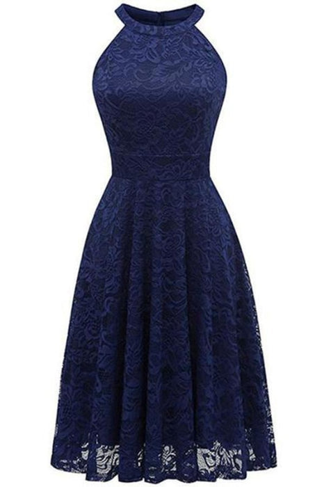 Street Floral Lace Off Shoulder Midi Dresses - Navy Blue / S - lace dresses