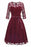 Street Floral Lace Pleated O-Neck Elegant Party Dresses - Burgundy / S - lace dresses