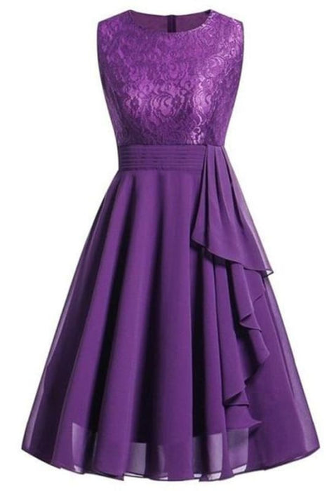 Street Lace Dresses Pink Party A-Line Dress - purple dress / S - lace dresses