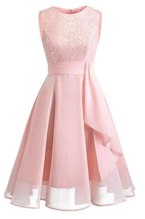 Street Lace Dresses Pink Party A-Line Dress - pink dress / S - lace dresses