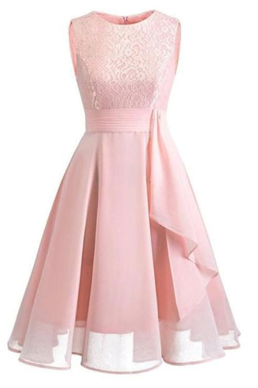 Street Lace Dresses Pink Party A-Line Dress - pink dress / S - lace dresses