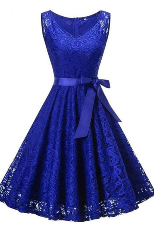 Street White Floral Lace Tunic Women Dress - Blue / S - lace dresses