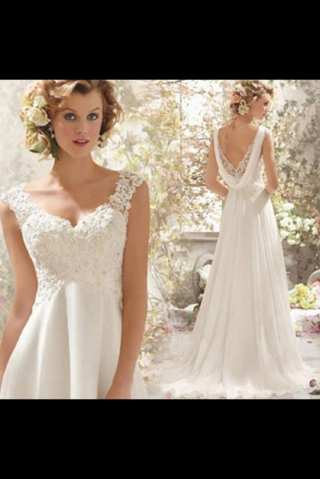 Adrianna Papell 39022 Short Sleeve Square Neck Wedding Gown -  MadameBridal.com