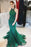 Stunning Halter Green Prom Dress with Beading Mermaid Tulle Evening Gown - Prom Dresses