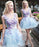 Stylish Light Blue Tulle Short Homecoming with Lilac Appliques Sweet 16 Dress - Prom Dresses