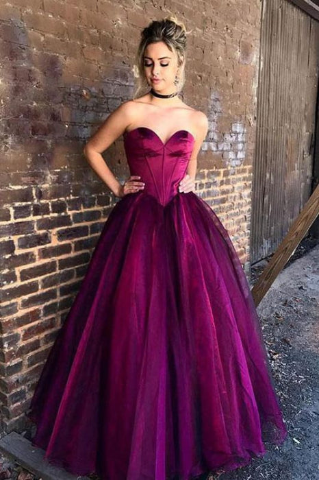 Stylish Magenta Sweetheart Cute Long Prom Dresses Cheap - Bridelily Stylish Magenta Sweetheart Cute Long Prom Dresses Cheap - Bridelily