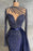 Stylish Navy Mermaid Evening Dress with Detachable Tail Crystals Beads Prom Dress High Neck - Prom Dresses