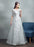 Summer Wedding Dresses 2021 Grey Lace Applique Maxi Bridal Gown Backless Half Sleeve Floor Length Bridal Dress