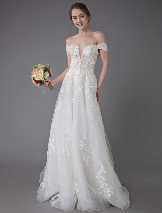 Lace Champagne Beaded Maxi Beach Bridal Gowns-Bridelily Lace Champagne Beaded Maxi Beach Bridal Gowns-Bridelily