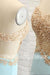 Sweetheabackless Light Blue Lace Prom Dress With Pearls - Prom Dresses