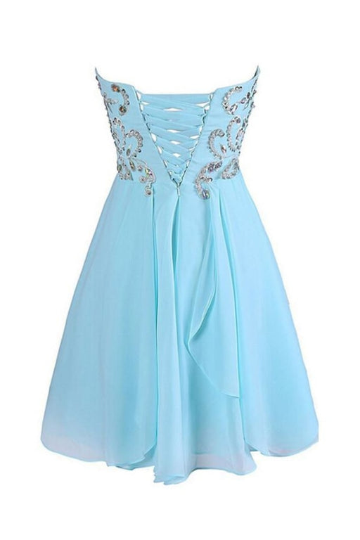 Sweetheart Chiffon Blue Homecoming/Prom Dresses With Beading - Prom Dresses