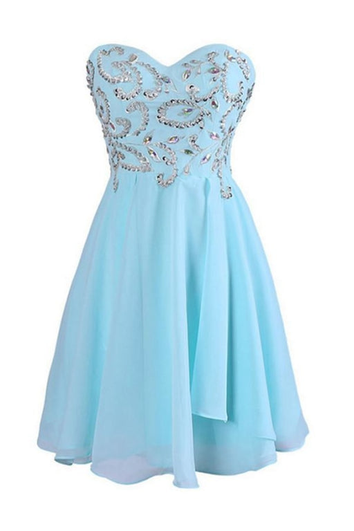Sweetheart Chiffon Blue Homecoming/Prom Dresses With Beading - Prom Dresses