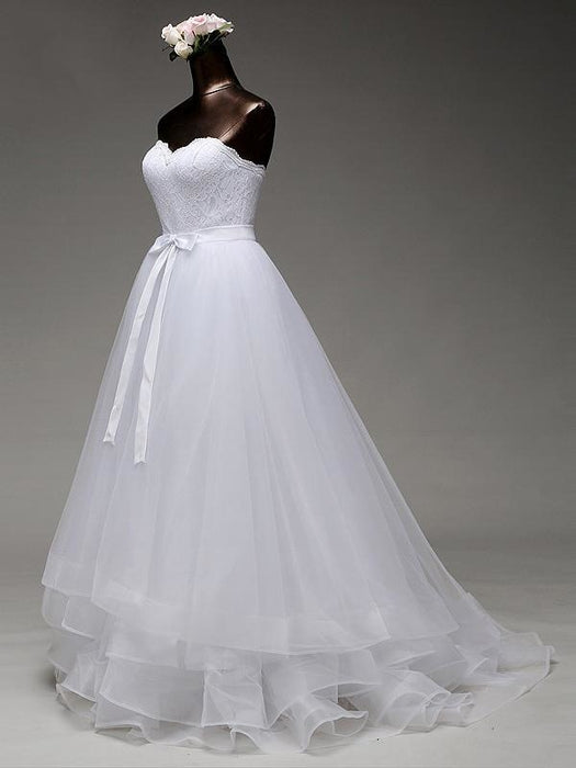 Sweetheart Lace Mermaid Wedding Dresses with Detachable Train - wedding dresses