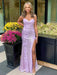 Sweetheart Neck Backless Mermaid Purple Long Prom Dresses, Mermaid Purple Lace Formal Graduation Evening Dresses 