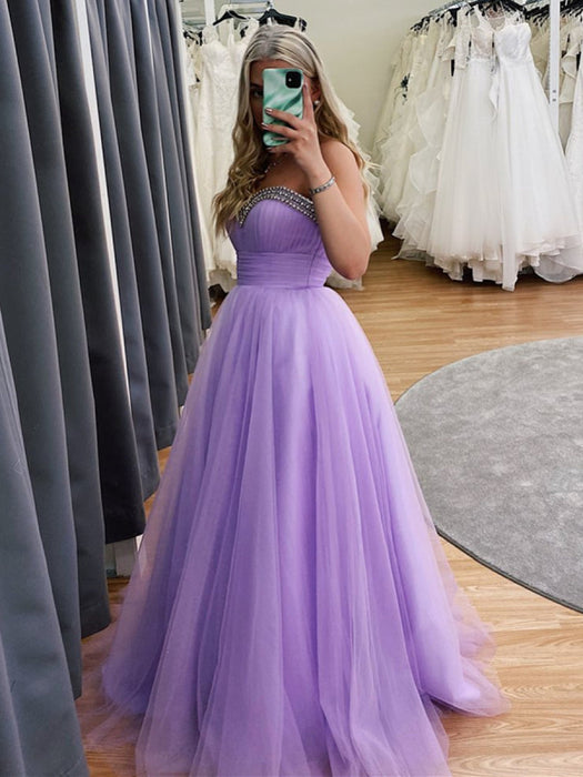 Sweetheart Neck Beaded Long Purple Prom, Lavender Formal, Lilace Eveni Bridelily Sweetheart Neck Beaded Long Purple Prom, Lavender Formal, Lilace Eveni Bridelily