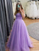 Sweetheart Neck Beaded Long Purple Prom Dresses, Lavender Formal Dresses, Lilace Evening Dresses