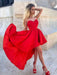 Sweetheart Neck High Low Red Prom Dresses, High Low Red Homecoming Dresses, Red Formal Graduation Evening Dresses