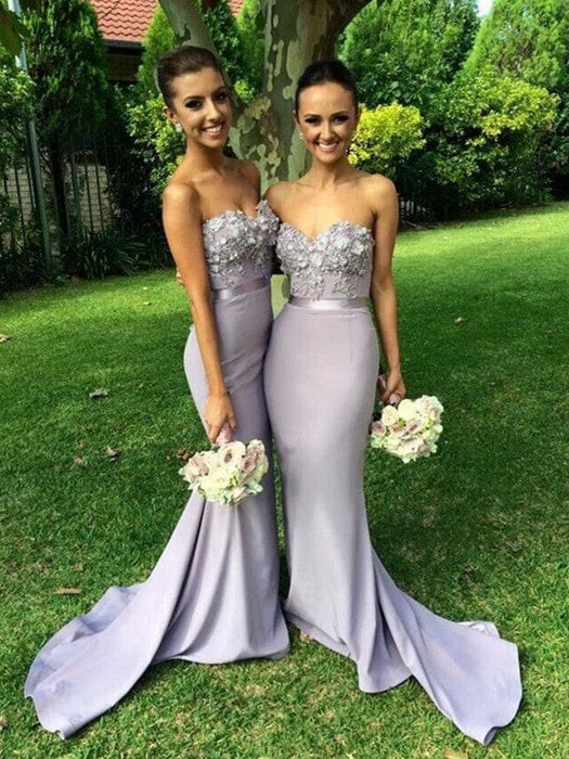 Sweetheart Neck Mermaid Strapless Sweep Train Lace Lavender Prom With Bridelily Sweetheart Neck Mermaid Strapless Sweep Train Lace Lavender Prom With Bridelily