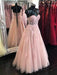 Sweetheart Neck Open Back Pink Lace Long Prom Dresses, Strapless Pink Lace Formal Dresses, Pink Lace Evening Dresses 