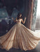 Sweetheart Neck tti Straps Backless y Gold Sequins Prom Dresses, Golden Ball Gown, Formal Dresses, Evening Dresses