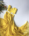 Sweetheart Neck Two Pieces Yellow Long Prom Dresses, 2 Pieces Yellow Formal Evening Dresses