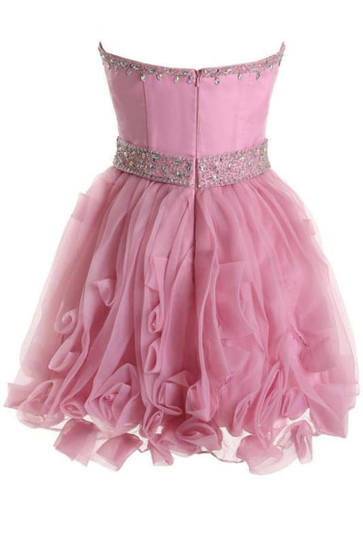 Sweetheart Organza Pink Prom Homecoming Dress - Prom Dresses