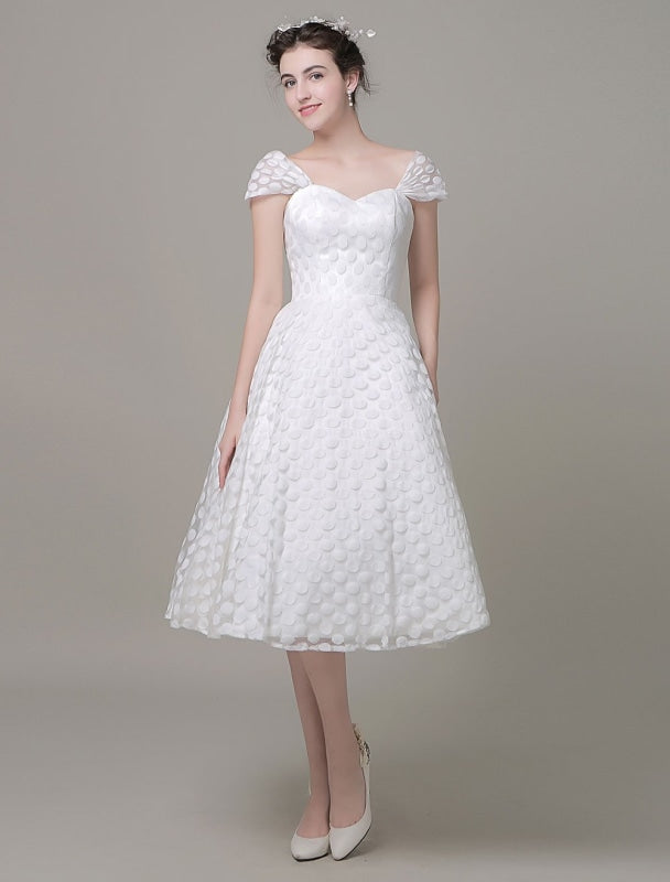 Sweetheart Wedding Dress Tulle A-Line Knee-Length Bridal Dress