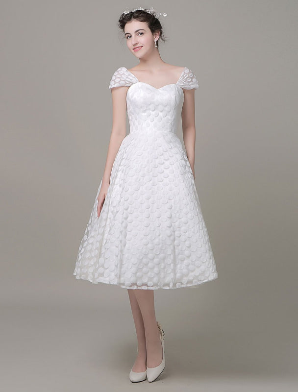 Sweetheart Wedding Dress Tulle A-Line Knee-Length Bridal Dress — Bridelily