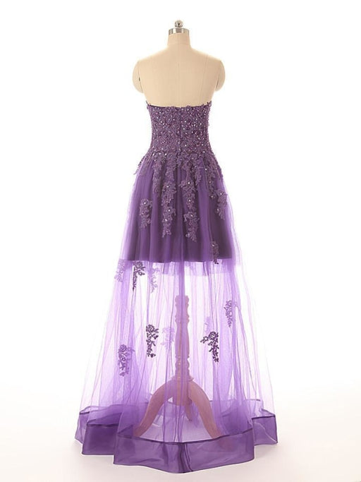 Sweetheasexy A Line Purple Lace Prom Dress - Prom Dresses