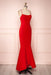 Thin Straps Backless Mermaid Red Prom Dresses, Red Mermaid Formal Dresses, Backless Red Evening Dresses