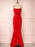 Thin Straps Backless Mermaid Red Prom Dresses, Red Mermaid Formal Dresses, Backless Red Evening Dresses