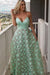 Tiffany Blue Spaghetti Straps Formal Sexy V Neck Long Prom Dress - Prom Dresses