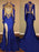 Trumpet/Mermaid High Neck Long Sleeves Sweep/Brush Train Applique Spandex Dresses - Prom Dresses