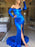 Trumpet/Mermaid Ruched Elastic Woven Satin V-neck Long Sleeves Court Train Dresses - Prom Dresses