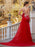 Trumpet/Mermaid Sheer Neck Sleeveless Court Train Applique Stain Dresses - Prom Dresses