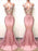 Trumpet/Mermaid Sleeveless V-neck Sweep/Brush Train Lace Satin Dresses - Prom Dresses