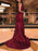 Trumpet/Mermaid Sleeveless V-neck Sweep/Brush Train Ruffles Sequins Dresses - Prom Dresses