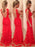 Trumpet/Mermaid V-neck Applique Sleeveless Lace Backless Floor-length Dress - Prom Dresses