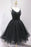 Tulle Beading Short Prom Puffy Black Straps Homecoming Dress - Prom Dresses