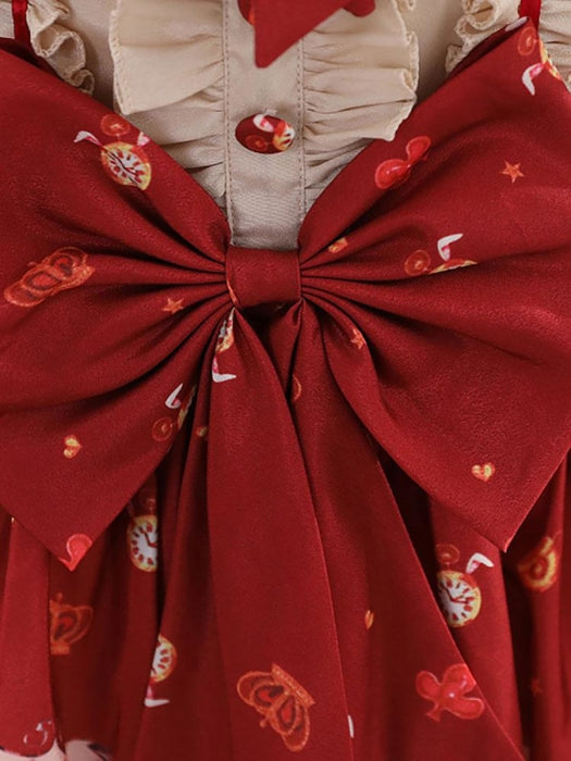 Flower Girl Dresses Designed Neckline Tulle Short Sleeves Knee-Length A-Line Bows Red Kids Party Dresses