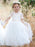 Flower Girl Dresses Jewel Neck Tulle Short Sleeves Floor Length Princess Silhouette Bows Formal Kids Pageant Dresses