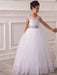 Flower Girl Dresses Jewel Neck Tulle Sleeveless Ankle Length Princess Silhouette Bows Kids Party Dresses