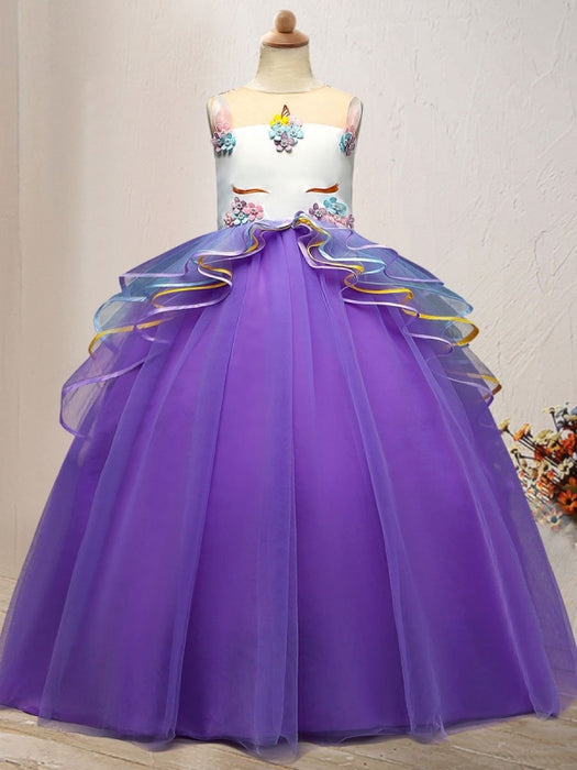 Flower Girl Dresses Jewel Neck Tulle Sleeveless Ankle Length Princess Silhouette Embroidered Kids Social Party Dresses